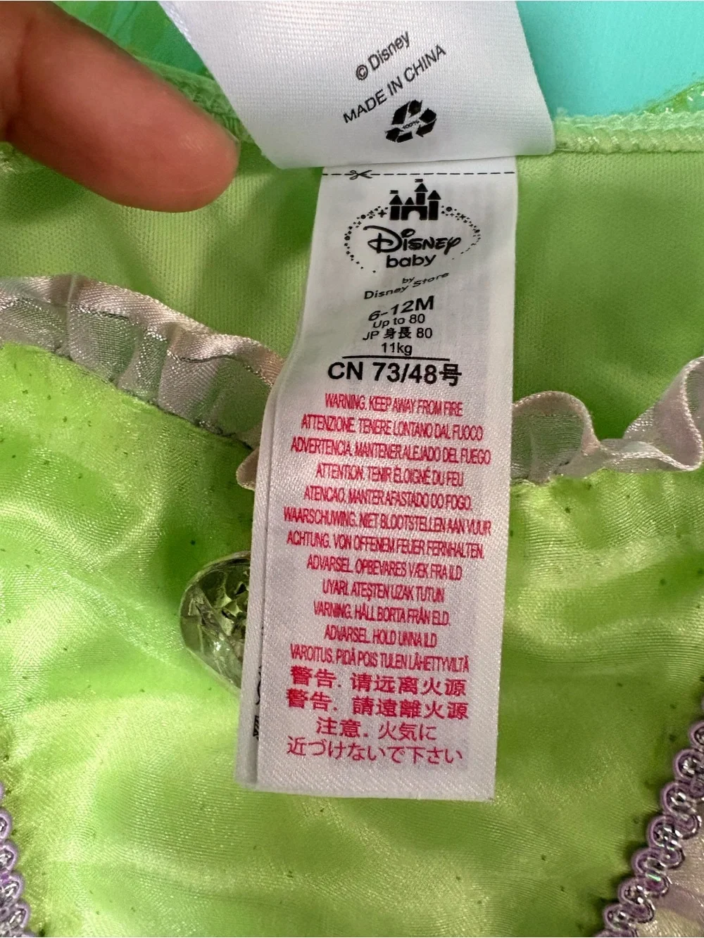 Disney Green and Purple Tinker Bell Fairy Costume Dress